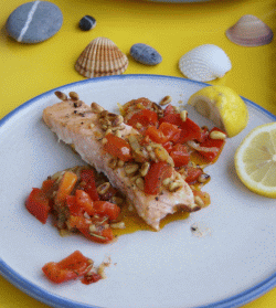 Lecker, Lachs im Gemüsebett