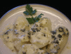 Birne mit Roquefort Käse überbacken