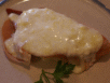 Birne mit Schinken und Camembert überbacken
